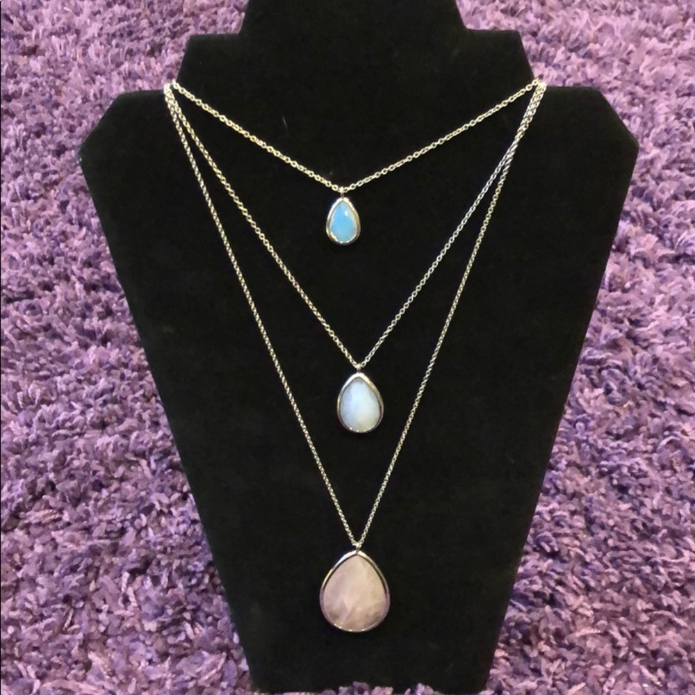 Chloe + Isabel 3 Row Layered Silver Pendant